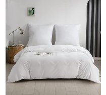 KONO DC-2 Komplekts 135 WE Brushed Microfibre sega segai ar rāvējslēdzēja aizdari + spilvendrānas 80 x 80 cm ar aplokšņu aizdari (balta, 135 x 200 cm + 80 x 80 cm x 1 gab.)