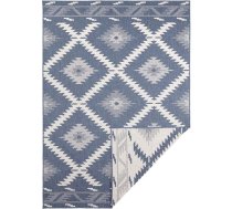 NORTHRUGS Malibu paklājs iekštelpām un ārpus telpām 120 x 170 cm - divpusējs paklājs, izturīgs pret laikapstākļiem, moderns ģeometrisks raksts balkonam, terasei, dārzam, ziemas dārzam, viesistabai Ūdensizturīgs paklājs, zils, krēmkrāsas