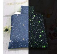 Bērnu Glow in The Dark sega pārklājs 155 x 220 cm Blue Cartoon Stars Universe gultas piederumi komplekts pusaudžiem zēniem meitenēm maziem bērniem Zvaigžņotās debesis bērnu gultas pārklāji ar rāvējslēdzēju, bez segas palagi lapa