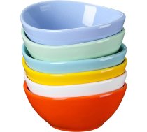 LOVECASA 6 gabalu porcelāna trauku komplekts, saldējuma bļoda, rīsu bļoda, deserta bļoda, pusdienu bļoda, uzkodu bļoda, ietilpība 110 ml, optimālā ietilpība 80 ml, krāsaina sērija