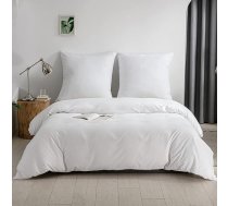 KONO DC-2 Komplekts 135 WE Brushed Microfibre sega segai ar rāvējslēdzēja aizdari + spilvendrānas 80 x 80 cm ar aplokšņu aizdari (balta, 135 x 200 cm + 80 x 80 cm x 1 gab.)