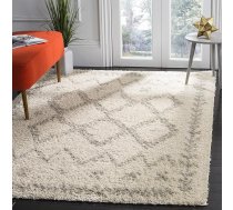 SAFAVIEH Arizona Shaggy Collection Shaggy Area Rugs for Living Room Dining Room Bedroom Short Pile Ivory and Grey 3ft x 5ft