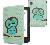 kwmobile Flip Case saderīgs ar Kobo Clara 2E / Tolino Shine 4 Case - eReader Case - Owl Sleep Turquoise Brown Mint Green