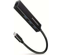 Axagon Hmc-gl3a daudzportu metāla koncentrators 3x usb-a + glan, usb 3.2 gen 1, 20 cm usb-c kabelis