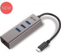 Usb-c metāla 3 portu koncentrators ar gigabitu Ethernet adapteri