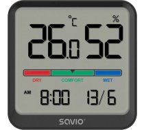 Temperatūras un mitruma sensors, lietošanai iekštelpās, LCD ekrāns, pulkstenis, datums, turētājs ar magnētu, ct-01/b melns