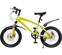 LUNICASHA 18 collu bērnu kalnu velosipēds 18 collu velosipēds meitenēm un zēniem bērnu velosipēds MTB ar vieglu un sūkņu bērnu velosipēdiem, piemērots 1,25-1,4 m bērniem, dzeltens