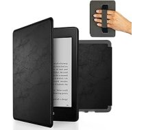 MyGadget mākslīgās ādas futrālis, kas paredzēts Amazon Kindle Paperwhite 10. paaudzei (2018. gada modelis — PQ94WIF — 6 collas) ar rokas siksnu un automātisko miega/pamošanās funkciju melnā krāsā