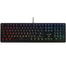 CHERRY G80-3000N RGB mehāniskā spēļu tastatūra ar RGB apgaismojumu, ASV starptautiskais izkārtojums (QWERTY), vadu, oriģinālie CHERRY MX Silent Red slēdži, melns