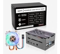 GeeekPi Raspberry Pi 4 alumīnija korpuss ar ledus torņa dzesētāju, Raspberry Pi 4 korpuss ar 4010 īpaši klusu PWM ventilatoru, Raspberry Pi 4 radiators, saderīgs ar Raspberry Pi 4 modeli B 1GB 2GB 4GB 8GB