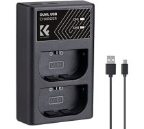 K&F CONCEPT LP-E6/LP-E6N/LP-E6NH divu slotu kameru akumulatora lādētājs, mikro USB un C tipa porta ātrā lādētājs, kas paredzēts Canon EOS R5, EOS R6, EOS R, EOS 5D Mark IV, 5D Mark III, 5DS, 5DS R, 5D Mark II, 6D