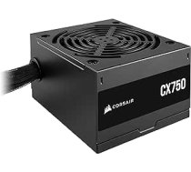 CORSAIR CX750 ATX 750 W barošanas avots - 80 Plus bronzas sertifikāts - Zems trokšņa līmenis - Kabeļi ar pārklājumu - Nemodulāri - ES - Melns