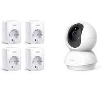 TP-Link Tapo viedā WiFi ligzda, Alexa ligzda, iepakojumā 4, Smart Home WiFi ligzda, nav nepieciešams centrmezgls, Mini & TP-Link Tapo C200 WLAN IP kameras novērošanas kamera, balta