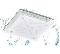 Trango 3104 Wet Room IP44 LED griestu prožektors vannas istabai, 3 līmeņi, aptumšojams kvadrātā *STAR* Ietver 12 vatu silti baltu LED moduli – dizaina motīvi, apdrukāts stikla abažūrs, griestu gaisma, siena