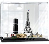 APRILA Akrila vitrīna Lego 21044 Architecture Paris, putekļu necaurlaidīga vitrīna, caurspīdīga vitrīna kolekciju priekšmetu glabāšanai 3 x 20 x 24 cm (tikai vitrīna)