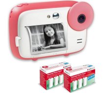 AGFA Photo Realikids Instant Cam + 6 termopapīra ruļļi, ATP3WH - Instant Camera bērniem, LCD displejs 2,4 collas, litija akumulators, pašportreta spogulis un foto filtrs - rozā krāsā