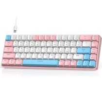 60 % tastatūras mehāniskā spēļu tastatūra, RGB apgaismojuma tastatūras, kompakta 68 taustiņu tastatūra, USB-C ergonomiska tastatūra, saderīga ar PS4, Xbox, PC tastatūru - rozā/milā Switch