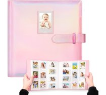 Fotoalbums ar 640 kabatām Fujifilm Instax Mini 11 90 70 70 9 9 8+ 8 LiPlay momentkamerām, Polaroid Snap/PIC-300/Z2300/SocialMatic momentkamerām un rāvējslēdzēju (M), rozā krāsā)