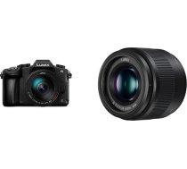 Panasonic LUMIX DMC-G81HAEGK 4K sistēmas kamera ar 14-140 mm MFT objektīvu, 16 MP, Dual I.S, Hybrid Contrast AF, 4K fotokamera, melna un Lumix 25 mm F1.7 | H-H025E-K galvenais objektīvs, melns