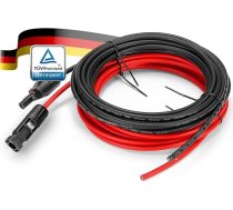 Anfil Saules kabeļa pagarinājums 6 mm2/10AWG saules paneļu fotoelementu pagarinājuma kabelis Saules PV kabelis ar kontaktligzdu un kontaktdakšu profesionālai saules enerģijas sistēmas uzstādīšanai (12 m sarkans + 12 m melns)