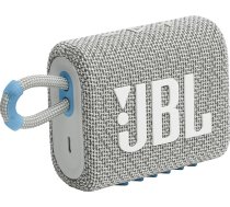 JBL GO 3 Eco - neliela Bluetooth kaste no pārstrādāta materiāla baltā krāsā - ūdensizturīgs, pārnēsājams skaļrunis ceļošanai - līdz 5 stundām atskaņošanas laika ar vienu akumulatora uzlādi