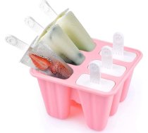 Ice Lolly Mould Atkārtoti lietojams silikona stienīšu veidne Ice Lolly Maker Viegli noņemams ledus pop veidne BPA bezmaksas un FDA apstiprināts sarkans iepakojums 6 gab.