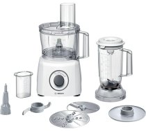 Bosch MultiTalent 3 MCM3200W kompakts virtuves kombains, 30 funkcijas, 2,3 L maisīšanas trauks, 1,0 L mikseris, universālais nazis, griešana un rīvēšana (smalki, rupji), trieciena disks (krējums, olu baltums), 800 W, balts