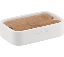 Gedy Melbourne ziepju trauks, izmēri un svars: 3 x 12,8 x 8,2 cm un 0,25 kg, masīvs ziepju turētājs, izgatavots no sveķiem, balta apdare un bambusa, dizains R & S, 2 gadu garantija, Unica
