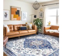 Vamcheer Paklājs Dzīvojamās istabas paklājs Vintage Īsa pīrāga āra paklājs Pūkains guļamistabas paklājs Mīksts ēdamistabas paklājs Mazgājami paklāji Neslīdošs mākslīgās vilnas paklājs 200 x 300 cm, zils