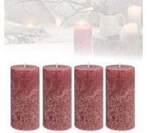 Smart-Planet 4 Ambiente Rustic Pillar Candles komplekts - Bordeaux - Liela lauku sveces 12 cm - ilgs degšanas laiks aptuveni 54 stundas Ziemassvētku sveces Adventes vainags