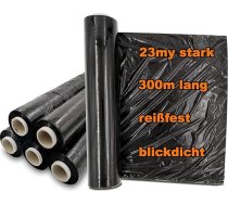 verpacking Stretch plēve 23 my Black 50 cm x 300 m Pārvietošanas plēve Mēbeļu iesaiņošanas plēve Palešu plēve Iepakošanas plēve (tikai Stretch plēve, 6 ruļļi)