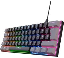 Trust Gaming GXT 867 Acira 60% mehāniskā tastatūra Deutsches QWERTZ Layout, RGB Beleuchtung, Doppelt Belegte Tasten, USB Mini Tragbare Programmierbare Kleine Gaming Tastatur 60 Prozent PC Laptop