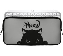 kwmobile Keyboard Case saderīgs ar Logitech Mx Keys Mini Wireless - neoprēna aizsargvāciņš tastatūrai - Cat Meow Grey Black