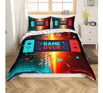 Sunnybed Gamer gultas veļas komplekti zēniem spēļu klājums 135 x 200 cm Bērnu videospēļu segas pārvalks pusaudžu zēniem Guļamistabas Apgriežams Gamepad Controller Spēļu modeļi Gultas komplekts 2 gabali