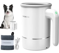 DOGNESS automātiskais ķepu tīrītājs lieliem suņiem, suņu ķepu tīrītājs ar silikonu, C tipa, USB ātrās uzlādes, 360° universāls suņu ķepu tīrītājs masāžai un netīro nagu kopšanai (balts)