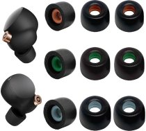 Atmiņas putu austiņas priekš Sony WF-1000XM4 Anti Slip Earbuds Earbuds Replacement 9 Pack Soft Silicone Earbuds Replacement Eartips Fit Charging Case S/M/L, melnas (3 Pairs S/M/L)