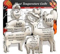 Garybank 2024 Metāla gaļas temperatūras magnēti, BBQ Smoker gaļas grilēšanas piederumi, 2 metāla magnētu komplekts ar dzīvnieku formas magnētiem un BBQ gaļas temperatūras norādījumu tabulu, granulu grilu piederumi, dāvanas griliem