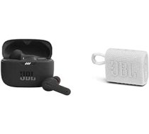 JBL Tune 230NC TWS ieliekamās austiņas — patiesas bezvadu Bluetooth austiņas uzlādes futrālī ar aktīvo trokšņu slāpēšanu un līdz pat 40 stundām akumulatora darbības laiku, Black & GO 3 maza Bluetooth kaste baltā krāsā ANEB0BK7NSYJGT