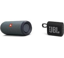 JBL Flip Essential 2 Bluetooth Box Black & GO 3 Small — ūdensnecaurlaidīgs, pārnēsājams skaļrunis ceļojumiem — līdz 5 stundām atskaņošanas laiks ar vienu akumulatora uzlādi (1 iepakojumā) ANEB0BRPSQLD3T