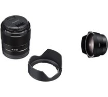 Sony SEL-28F20 platleņķa objektīvs (fiksēts fokusa attālums, 28 mm, F2, pilns formāts) melns un SEL057FEC, zivs acs pielikumu pārveidotājs, E-Mount pilna formāta, piemērots Sony SEL-28F20 melnajam objektīvam