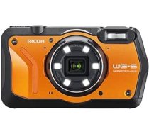 RICOH WG-6 oranža ūdensnecaurlaidīga kamera ar augstas izšķirtspējas attēliem ar 20MP 3 collu LCD, ūdensizturīgs līdz 20 m, triecienizturīgs līdz 2,1 m augstumam, zemūdens režīma gredzens ar 6 gaismas diodēm makro fotografēšanai