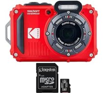 Kodak Pixpro WPZ2 izturīga ūdensizturīga 16 MP digitālā kamera ar 4 x optisko tālummaiņu (sarkanā krāsā) un 32 GB microSDHC karti ar adaptera komplektu (2 komplektā)