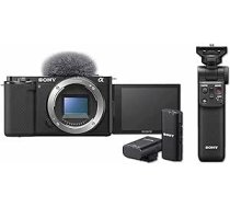 Sony Alpha ZV-E10 | Vloga kamera ar maināmu objektīvu (grozāmais ekrāns, 4K video, reāllaika acu automātiskais fokuss) + GP-VPT2BT rokturis + ECM-W2BT mikrofons