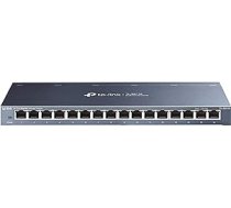 TP-Link TL-SG116 16 portu gigabitu tīkla slēdzis (32 Gbit/s pārslēgšanās jauda, ekranēti RJ-45 porti, metāla korpuss, IgMP snooping, nepārvaldīts, Plug-and Play, bez ventilatora) zils metālisks