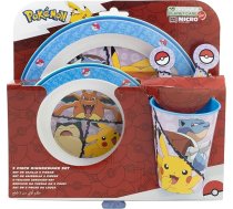 Pokemon 08010 5 gabalu komplekts - mikro komplekts - atkārtoti lietojami bērnu trauki - piemēroti mikroviļņu krāsnij