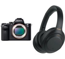 Sony Alpha 7 II bezspoguļa pilna kadra kamera un WH-1000XM4 bezvadu Bluetooth austiņas ar trokšņu slāpēšanu