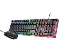 Trust Gaming GXT 838 Azor spēļu pele un tastatūra Itāļu izkārtojums QWERTY USB Anti-Ghosting tastatūra ar LED apgaismojumu RGB LED spēļu pele 800-3000 DPI - melna krāsa