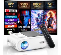 【YouTube&Netflix】 XIWBSY Mini Beamer, 9500 Lumen WiFi Bluetooth Beamer Android mit 8PCS APP, 1080P Heimkino Beamer Klein, LED Projektor kompatibel mit Android/iOS/Windows/TV Stick/Miracast