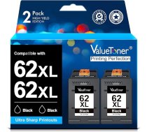 Valuetoner 62XL melno kasetņu komplekts, kas saderīgs ar HP 62 printeru kasetnēm HP Envy 5540 printeru kasetnei 5548 5640 5646 7640 5545 5544 HP OfficeJet 5740 5742 5744 200 250 (iepakojumā 2 62XL)