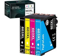 PayForLess 603XL tintes kasetnes Epson 603 603 XL printeru kasetnes Epson Expression Home XP 3100 printeru kasetnes XP 2100 XP 2105 XP 3105 XP 4105 WF 2830 WF 2810 WF 2810 WF 2835 WF2835 WF2 WF2 850 4 iepakojumi